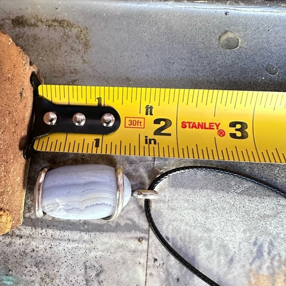 Pendant Necklace Blue Lace Agate Gemstone wire wrapped 16-18’ Chain 5518 G - Picture 9 of 12